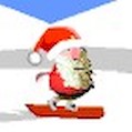 Santa snowboards